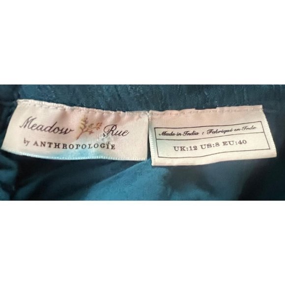 ANTHROPOLOGIE Meadow Rue teal dress size 8 short sleeve, stretch, mid length - Picture 9 of 12